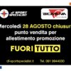 Mercoledì 28 agosto chiusura DFSPORTSPECIALIST per allestimento promozione FUORITUTTO