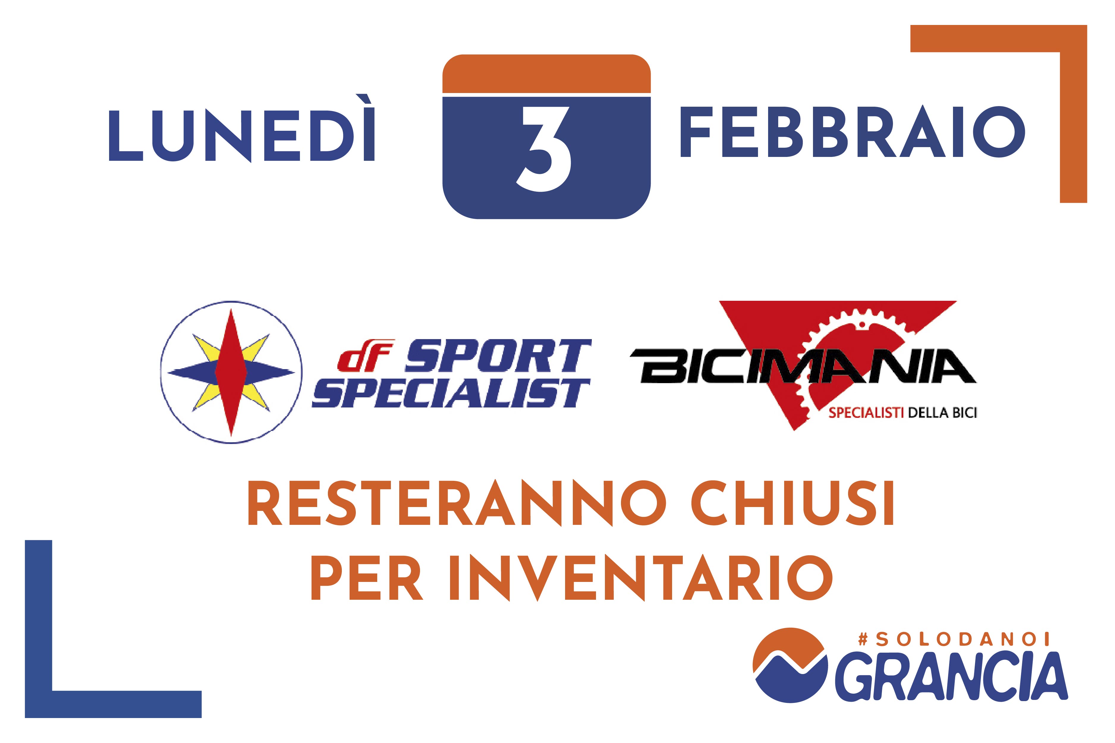 Df sport specialist avvisa i suoi gentili clienti che sarà chiusa nella giornata di lunedì 3 Febbraio per inventario. Ci scusiamo per il disagio arrecatovi e ci vediamo martedì 4 Febbraio!!